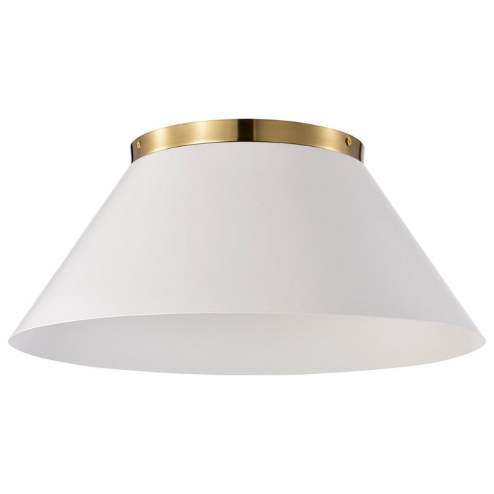 Nuvo Lighting 60-7421 Three Light Flush Mount, White / Vintage Brass