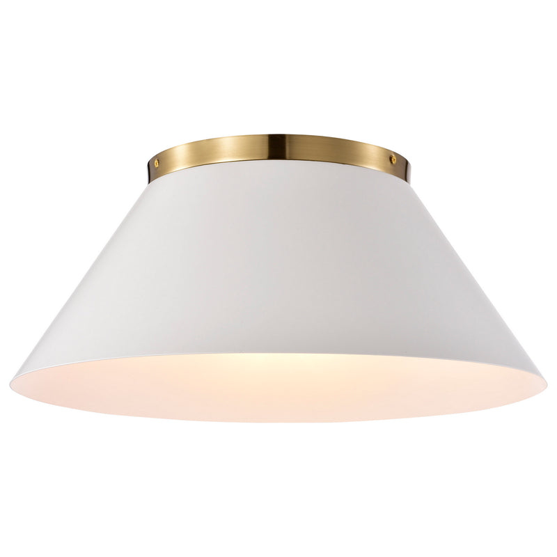 Nuvo Lighting 60-7421 Three Light Flush Mount, White / Vintage Brass