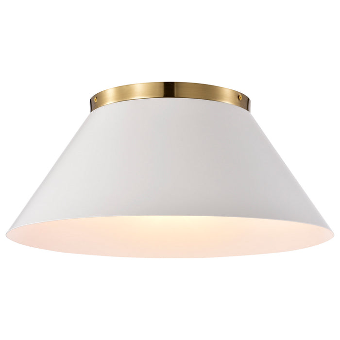 Nuvo Lighting 60-7421 Three Light Flush Mount, White / Vintage Brass