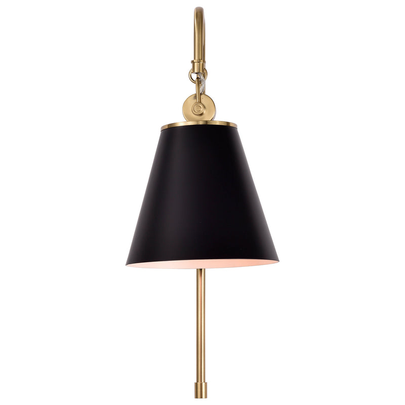 Nuvo Lighting 60-7445 One Light Wall Sconce, Black / Vintage Brass