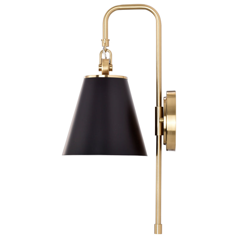 Nuvo Lighting 60-7445 One Light Wall Sconce, Black / Vintage Brass