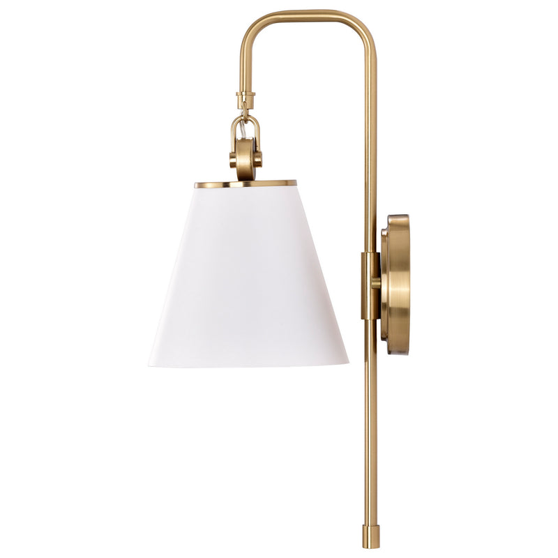 Nuvo Lighting 60-7446 One Light Wall Sconce, White / Vintage Brass