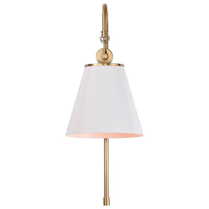 Nuvo Lighting 60-7446 One Light Wall Sconce, White / Vintage Brass