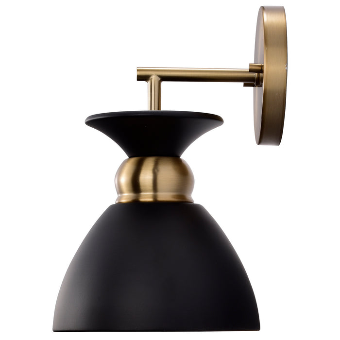Nuvo Lighting 60-7458 One Light Wall Sconce, Matte Black / Burnished Brass