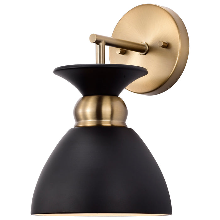 Nuvo Lighting 60-7458 One Light Wall Sconce, Matte Black / Burnished Brass