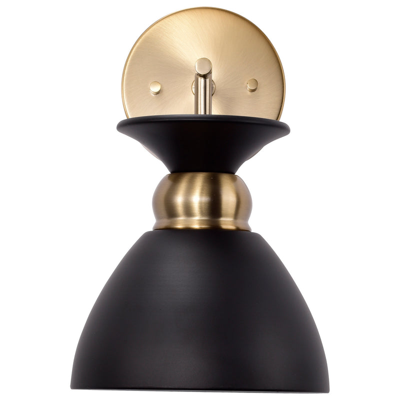 Nuvo Lighting 60-7458 One Light Wall Sconce, Matte Black / Burnished Brass