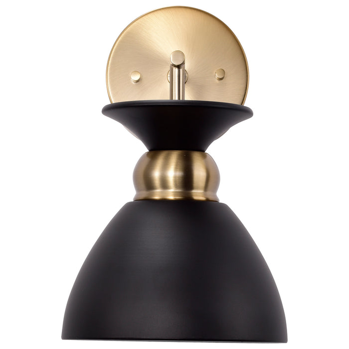 Nuvo Lighting 60-7458 One Light Wall Sconce, Matte Black / Burnished Brass