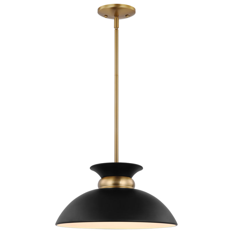 Nuvo Lighting 60-7460 One Light Pendant, Matte Black / Burnished Brass