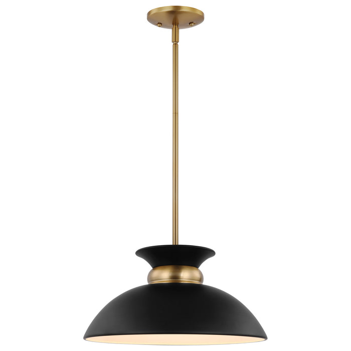 Nuvo Lighting 60-7460 One Light Pendant, Matte Black / Burnished Brass