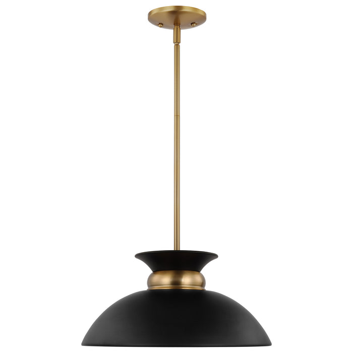 Nuvo Lighting 60-7460 One Light Pendant, Matte Black / Burnished Brass