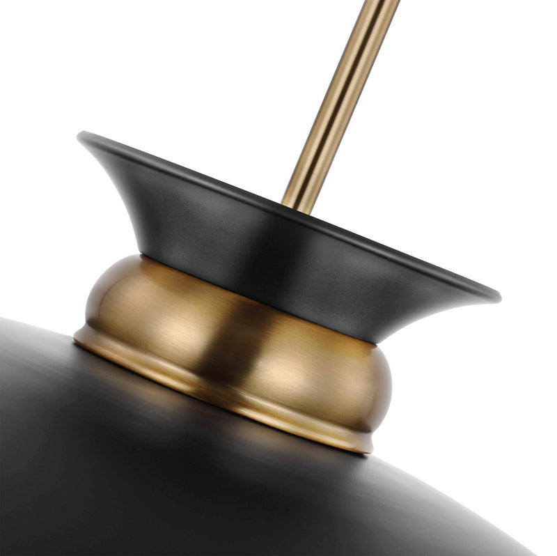 Nuvo Lighting 60-7460 One Light Pendant, Matte Black / Burnished Brass