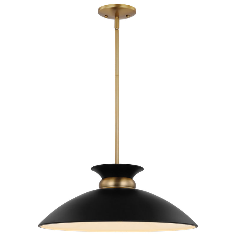 Nuvo Lighting 60-7461 One Light Pendant, Matte Black / Burnished Brass