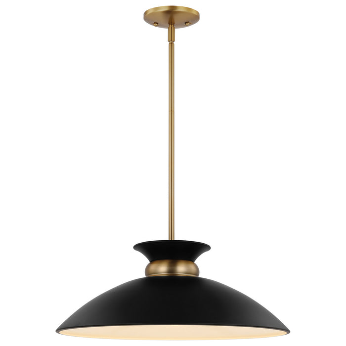 Nuvo Lighting 60-7461 One Light Pendant, Matte Black / Burnished Brass