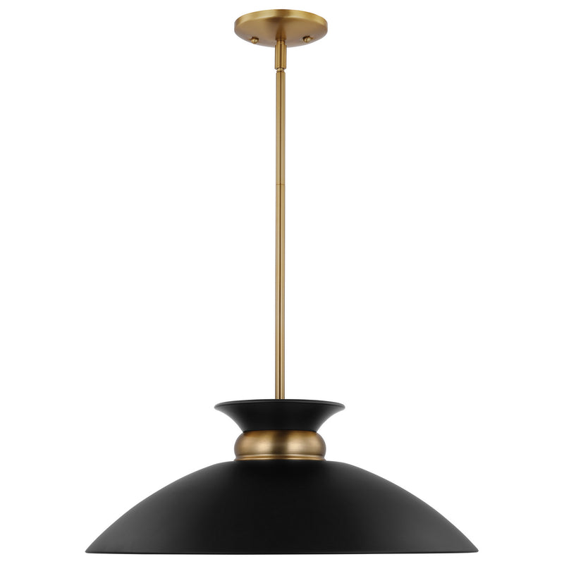 Nuvo Lighting 60-7461 One Light Pendant, Matte Black / Burnished Brass