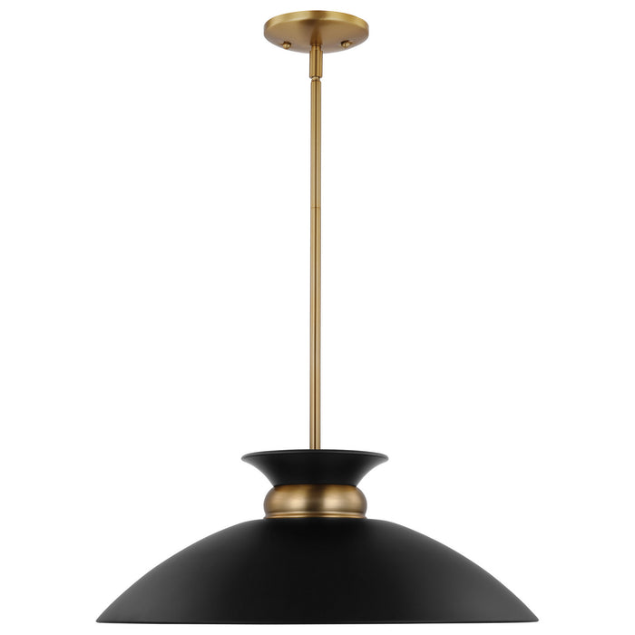 Nuvo Lighting 60-7461 One Light Pendant, Matte Black / Burnished Brass