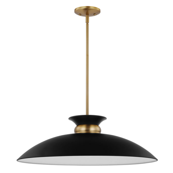 Nuvo Lighting 60-7462 One Light Pendant, Matte Black / Burnished Brass