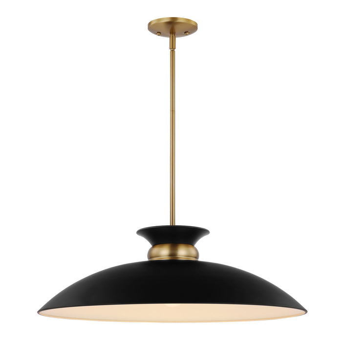 Nuvo Lighting 60-7462 One Light Pendant, Matte Black / Burnished Brass