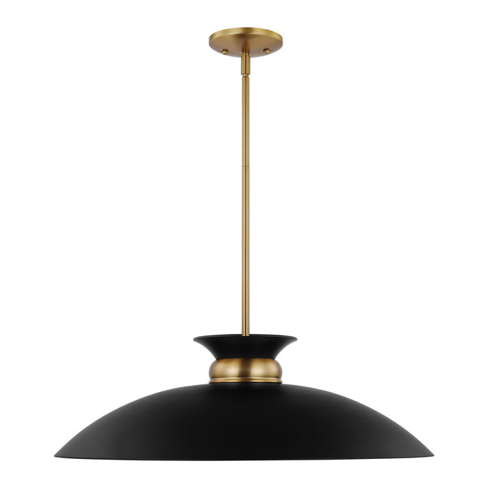 Nuvo Lighting 60-7462 One Light Pendant, Matte Black / Burnished Brass