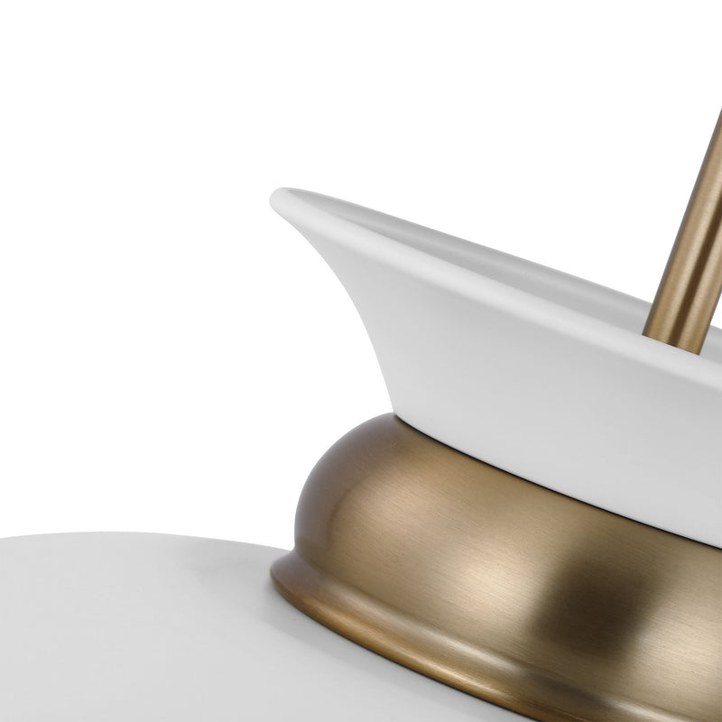 Nuvo Lighting 60-7464 One Light Pendant, Matte White / Burnished Brass