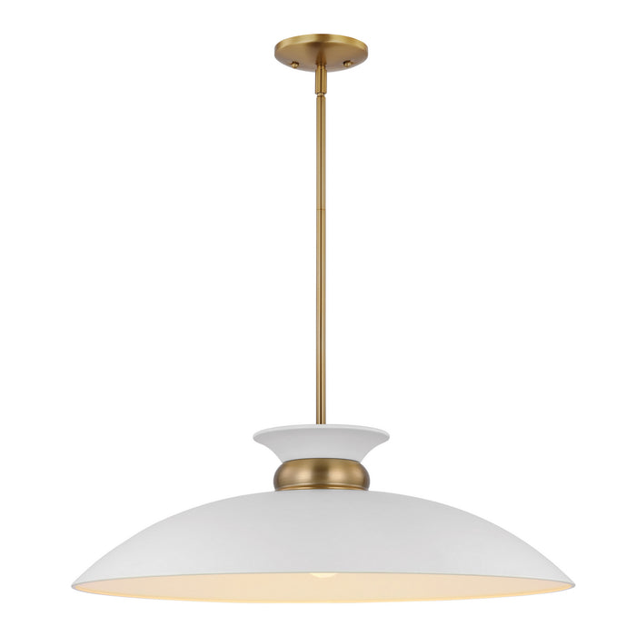 Nuvo Lighting 60-7465 One Light Pendant, Matte White / Burnished Brass