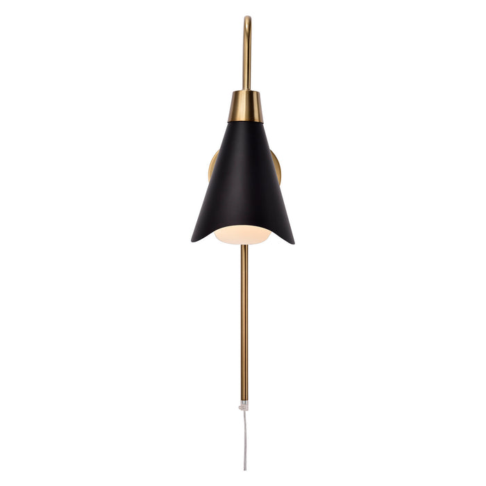 Nuvo Lighting 60-7467 One Light Wall Sconce, Matte Black / Burnished Brass