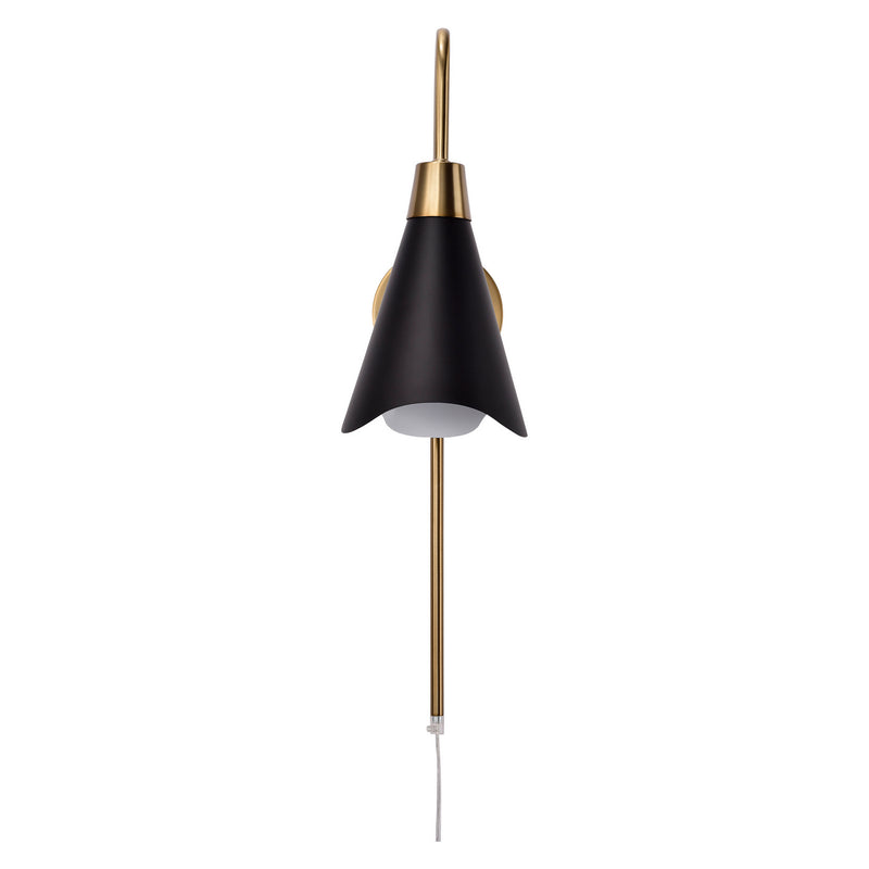 Nuvo Lighting 60-7467 One Light Wall Sconce, Matte Black / Burnished Brass