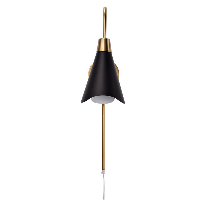 Nuvo Lighting 60-7467 One Light Wall Sconce, Matte Black / Burnished Brass