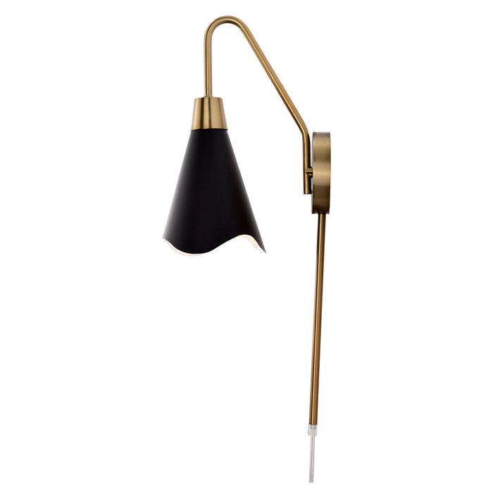 Nuvo Lighting 60-7467 One Light Wall Sconce, Matte Black / Burnished Brass