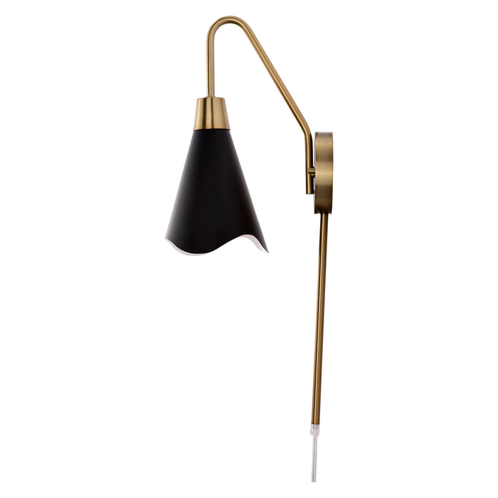 Nuvo Lighting 60-7467 One Light Wall Sconce, Matte Black / Burnished Brass