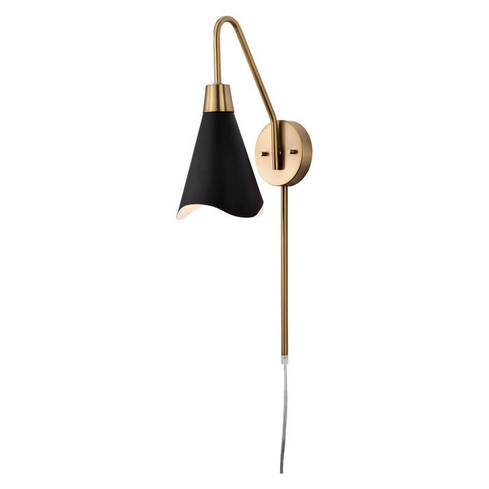 Nuvo Lighting 60-7467 One Light Wall Sconce, Matte Black / Burnished Brass