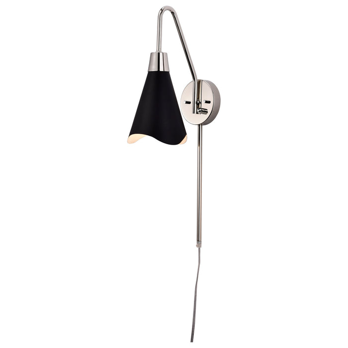 Nuvo Lighting 60-7469 One Light Wall Sconce, Matte Black / Polished Nickel