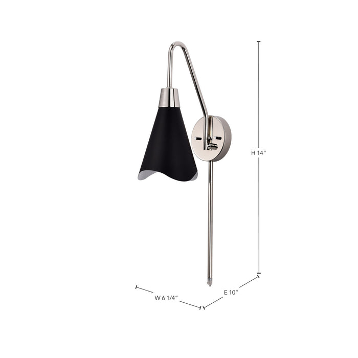Nuvo Lighting 60-7469 One Light Wall Sconce, Matte Black / Polished Nickel