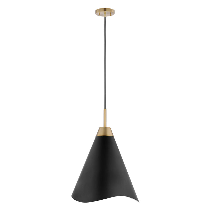 Nuvo Lighting 60-7470 One Light Pendant, Matte Black / Burnished Brass