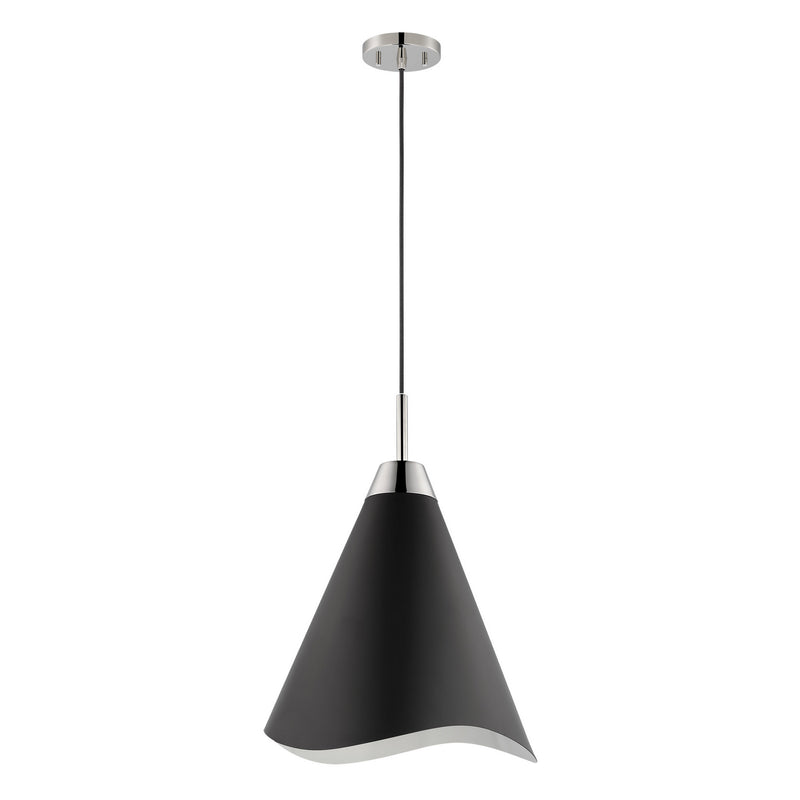 Nuvo Lighting 60-7472 One Light Pendant, Matte Black / Polished Nickel