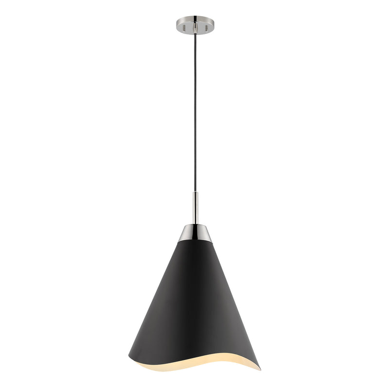 Nuvo Lighting 60-7472 One Light Pendant, Matte Black / Polished Nickel