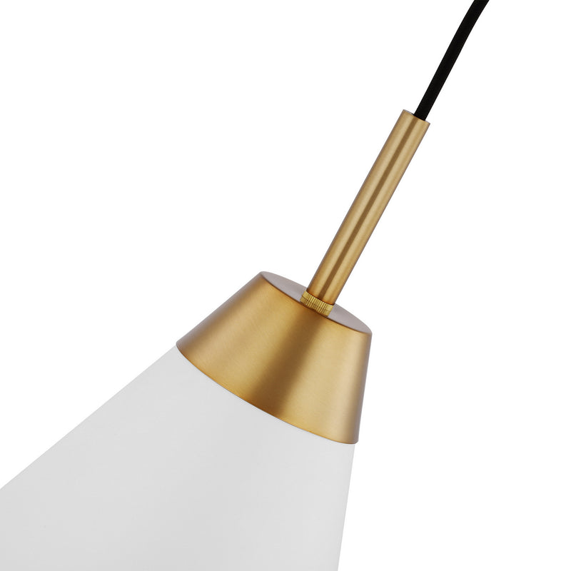 Nuvo Lighting 60-7474 One Light Pendant, Matte White / Burnished Brass