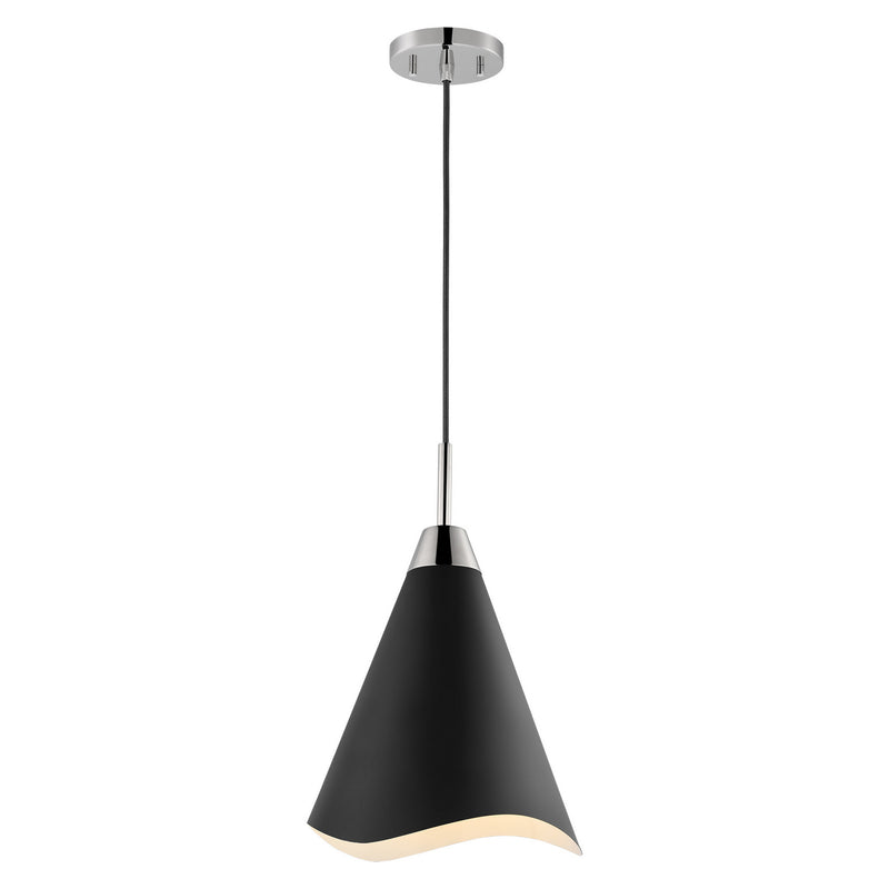 Nuvo Lighting 60-7475 One Light Pendant, Matte Black / Polished Nickel