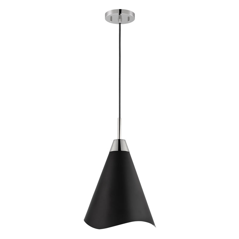 Nuvo Lighting 60-7475 One Light Pendant, Matte Black / Polished Nickel
