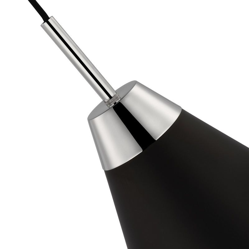 Nuvo Lighting 60-7475 One Light Pendant, Matte Black / Polished Nickel