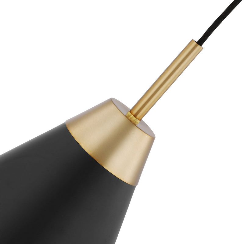 Nuvo Lighting 60-7476 One Light Pendant, Matte Black / Burnished Brass