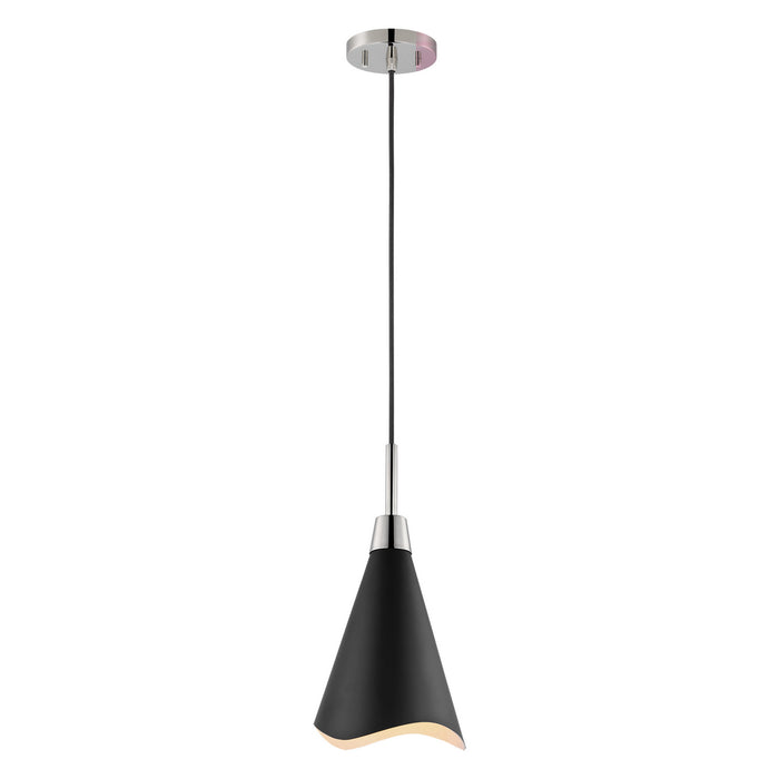 Nuvo Lighting 60-7478 One Light Pendant, Matte Black / Polished Nickel