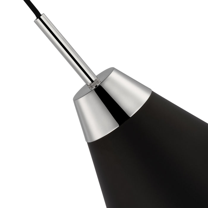 Nuvo Lighting 60-7478 One Light Pendant, Matte Black / Polished Nickel
