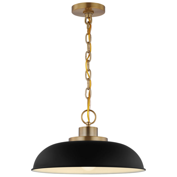 Nuvo Lighting 60-7481 One Light Pendant, Matte Black / Burnished Brass