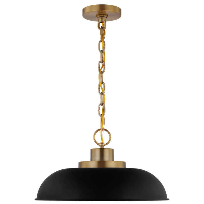 Nuvo Lighting 60-7481 One Light Pendant, Matte Black / Burnished Brass