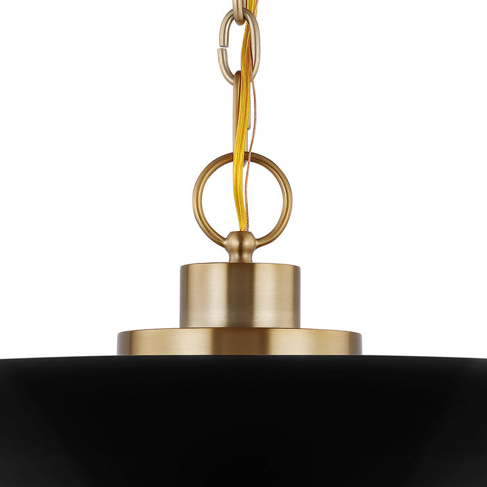 Nuvo Lighting 60-7481 One Light Pendant, Matte Black / Burnished Brass