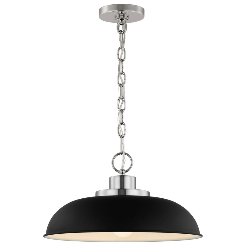Nuvo Lighting 60-7482 One Light Pendant, Matte Black / Polished Nickel