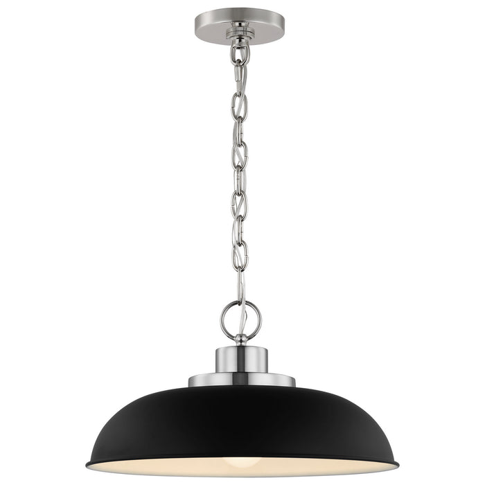 Nuvo Lighting 60-7482 One Light Pendant, Matte Black / Polished Nickel