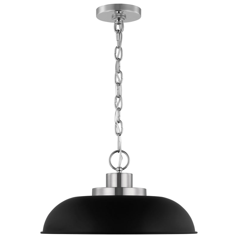 Nuvo Lighting 60-7482 One Light Pendant, Matte Black / Polished Nickel