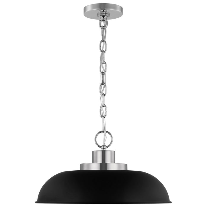 Nuvo Lighting 60-7482 One Light Pendant, Matte Black / Polished Nickel