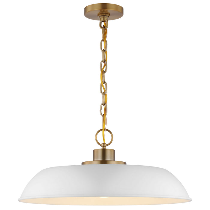 Nuvo Lighting 60-7483 One Light Pendant, Matte White / Burnished Brass